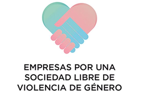 Dos manos juntas formando un corazón y el texto Empresas por una sociedad libre de violencia de género